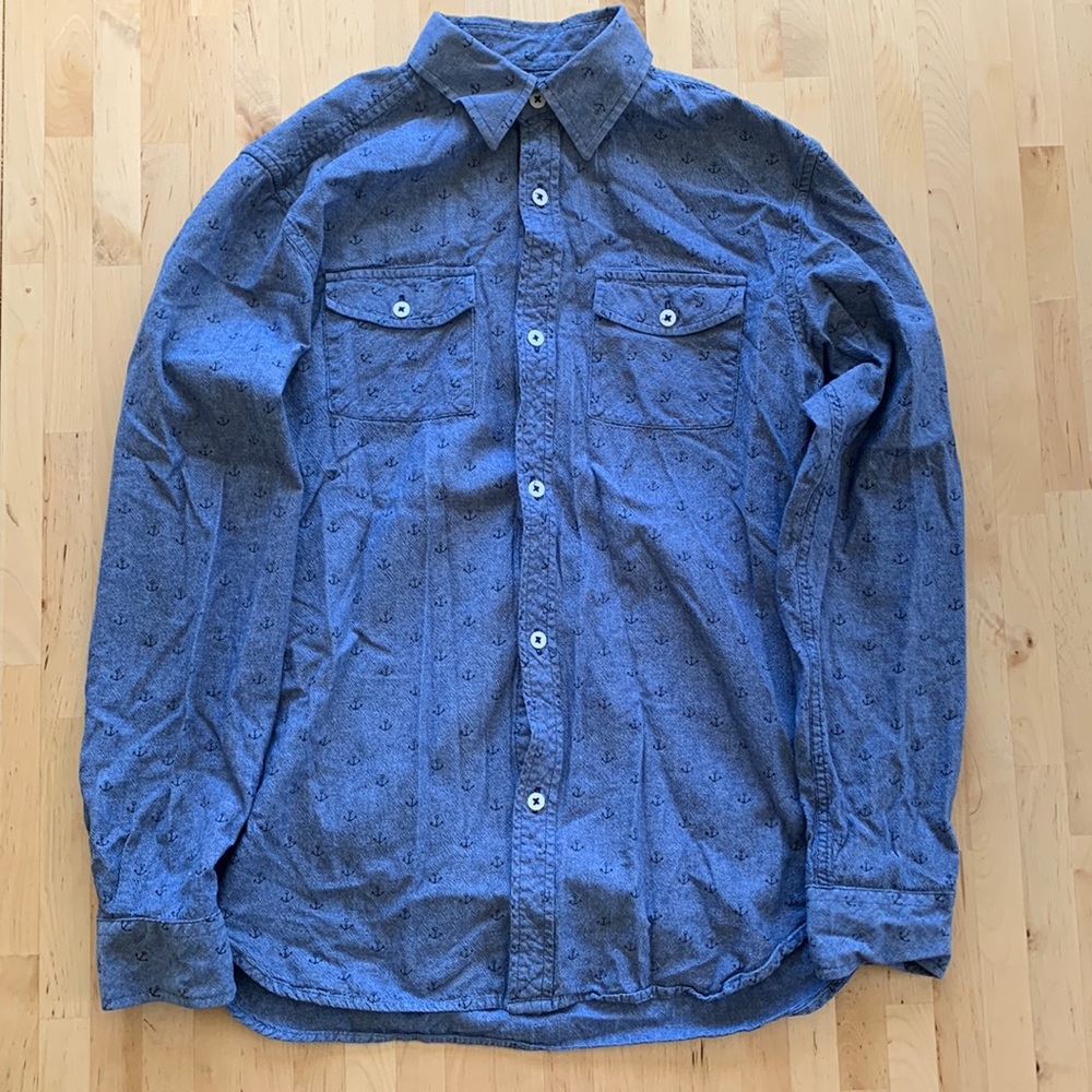 Men’s Denim Button Up With Anchor Pattern - image 1